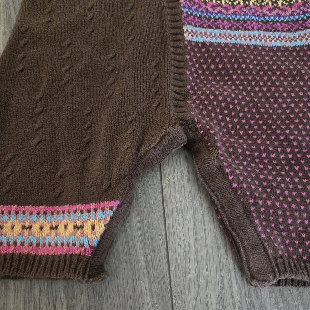 Vintage Hanna Andersson 70 6-12M Knit Romper Pixie Hood Boho Patchwork Sweater